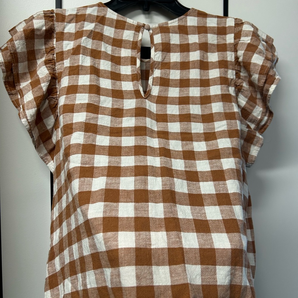 a new day Brown and White Checkered Blouse - Picture 5 of 6